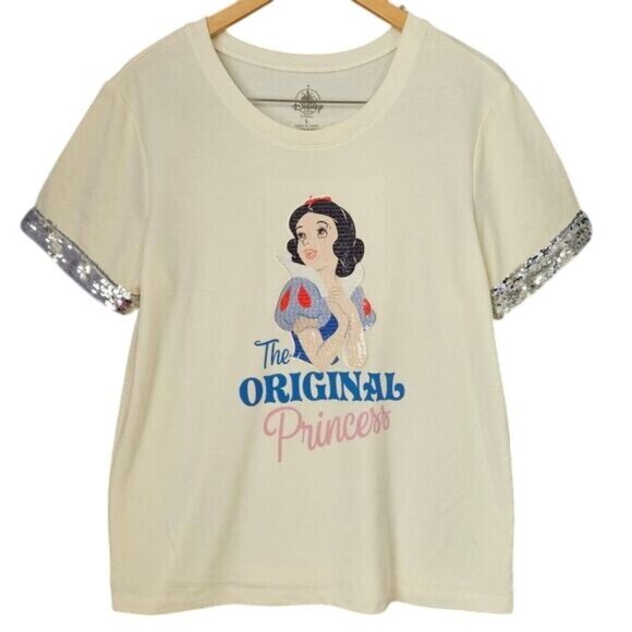 Disney Parks Snow White Original Princess Sequin T-Shirt L - Picture 1 of 4